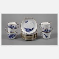 Kopenhagen sechs Mokkatassen "Blaue Blume/Goldrand"111