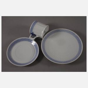 Kopenhagen sechs Mokkagedecke "Blauer Fächer"