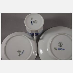 Kopenhagen sechs Mokkagedecke "Blauer Fächer"