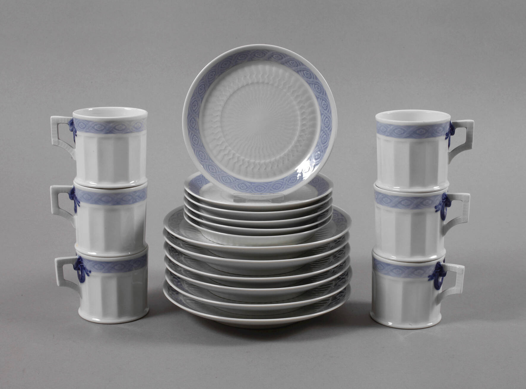 Kopenhagen sechs Mokkagedecke "Blauer Fächer"