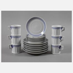 Kopenhagen sechs Mokkagedecke "Blauer Fächer"