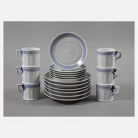 Kopenhagen sechs Mokkagedecke "Blauer Fächer"111