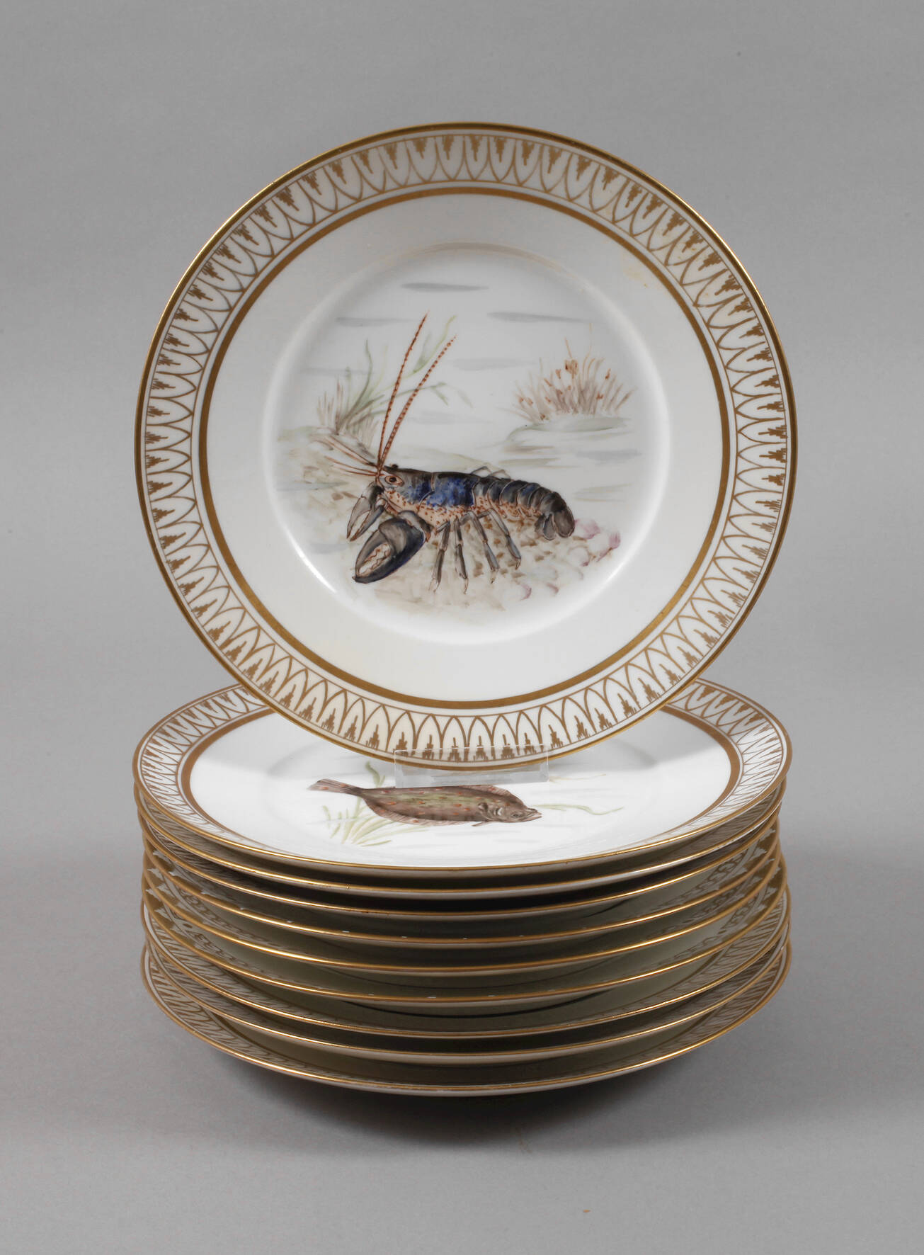 Kopenhagen zehn Fischteller im Fauna Danica-Stil