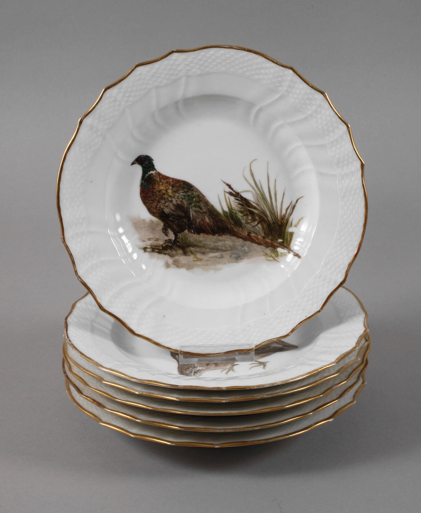 Kopenhagen sechs Speiseteller mit Vogelmotiven