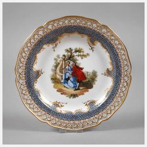 KPM Berlin kleiner Zierteller mit Watteaumalerei