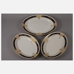 KPM Berlin drei große Vorlegeplatten Reliefgold