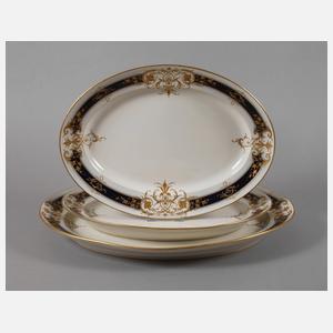 KPM Berlin drei große Vorlegeplatten Reliefgold