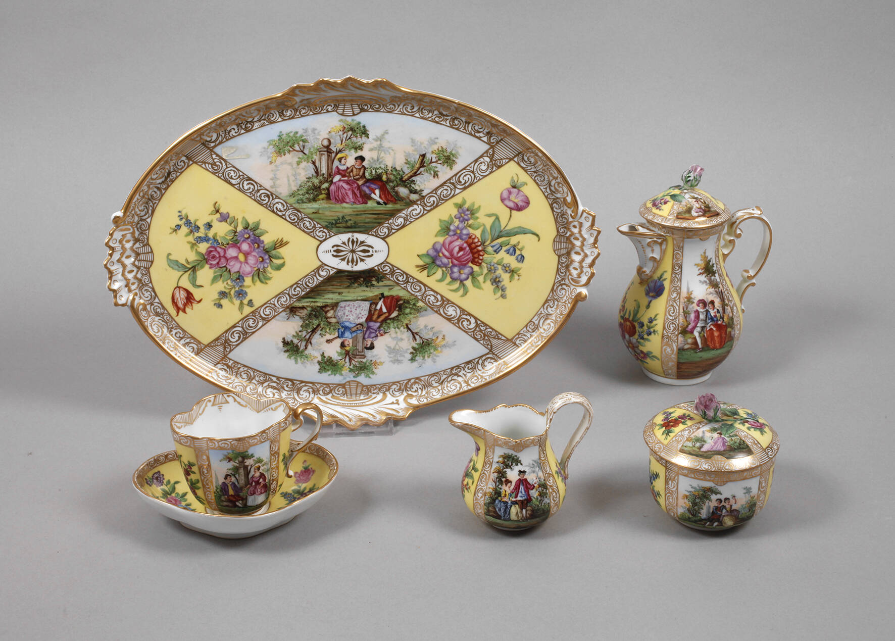 Meißen Teichert Solitär Watteaumalerei