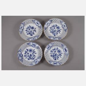 Meissen vier Durchbruchteller "Zwiebelmuster"