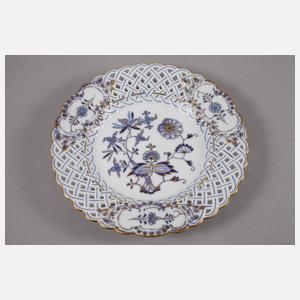 Meissen Durchbruchteller "Zwiebelmuster, goldschattiert"