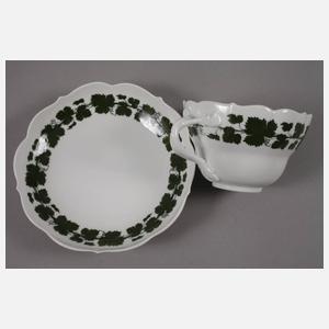 Meissen sechs Café au lait-Tassen Weinlaubdekor