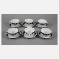 Meissen sechs Café au lait-Tassen Weinlaubdekor111