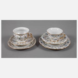 Meissen zwei Mokka-Prunkgedecke