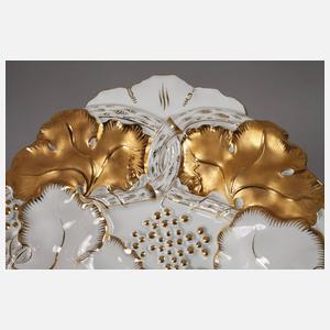 Meissen ovale Prunkschale Weinrankenrelief