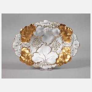 Meissen ovale Prunkschale Weinrankenrelief