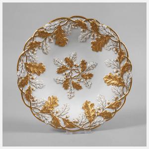 Meissen Prunkteller Eichenlaubrelief