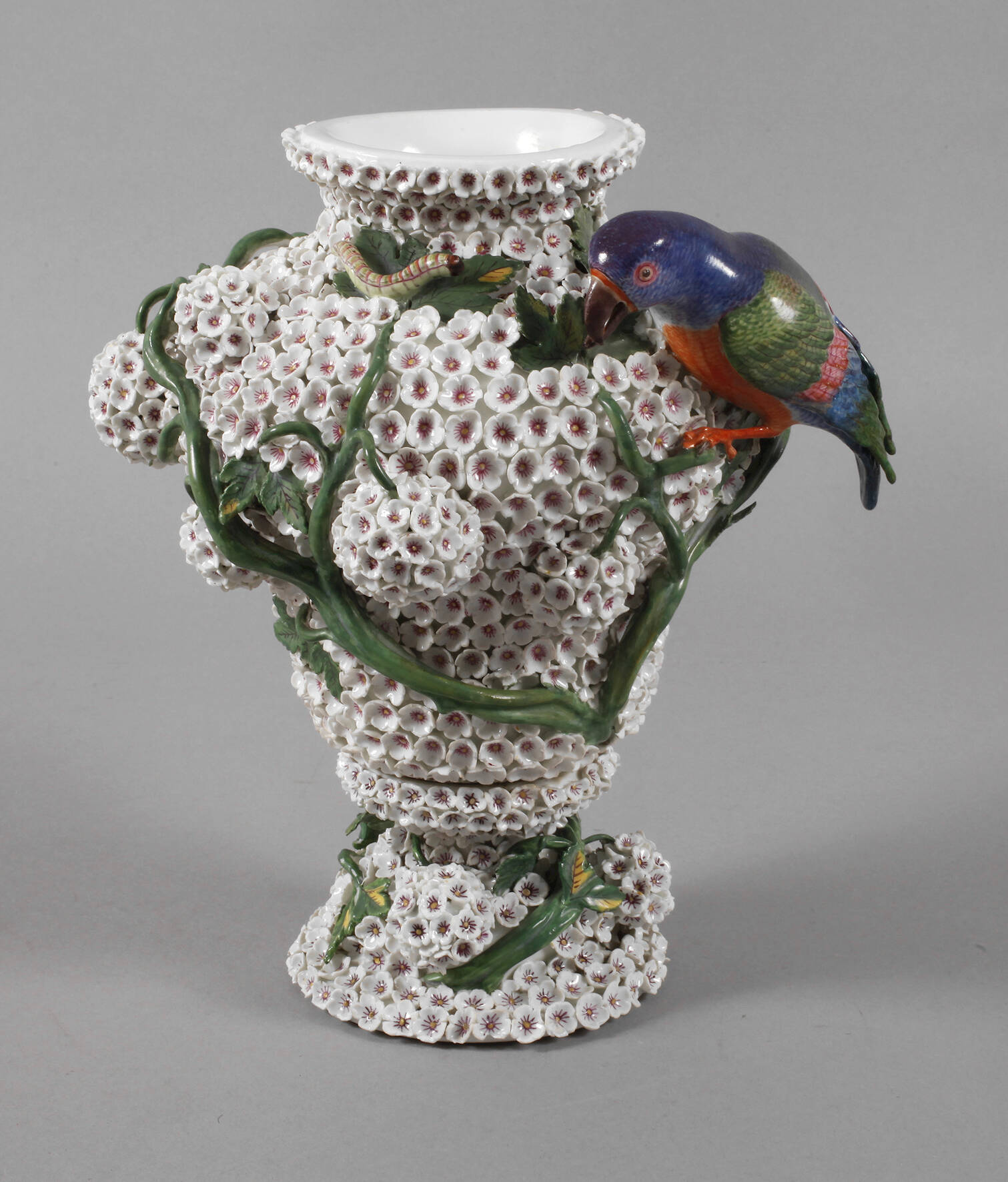 Schneeball-Vase mit Papagei