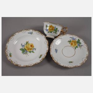 Meissen Gedeck "Gelbe Rose und Vergissmeinnicht"