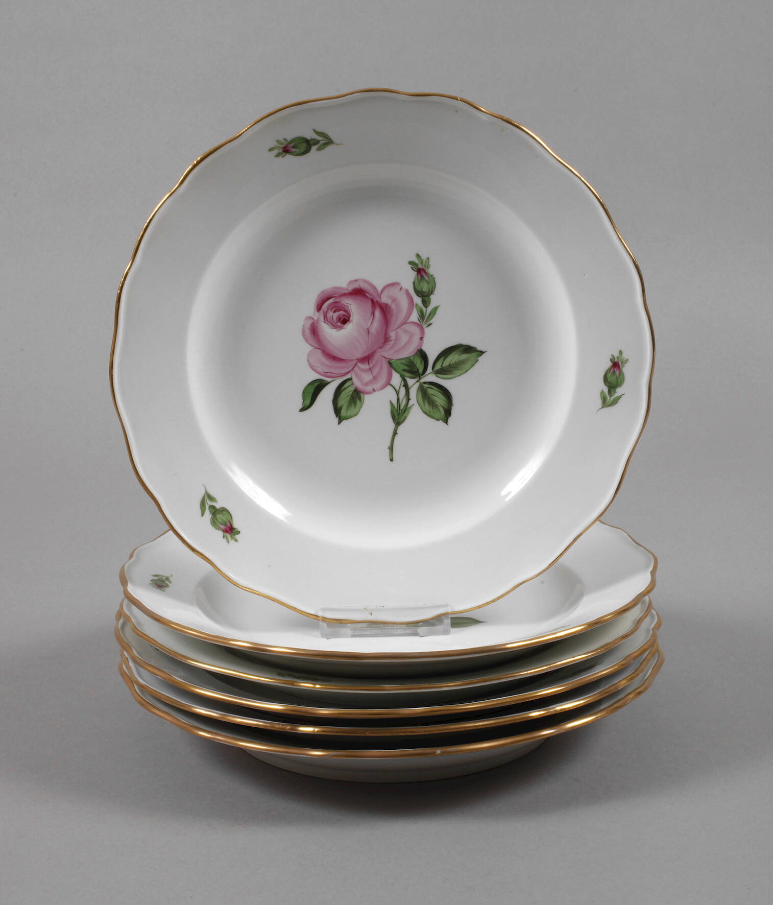 Meissen sechs Speiseteller "Rote Rose"