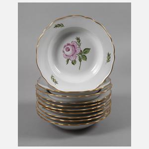 Meissen zehn Suppenteller "Rote Rose"