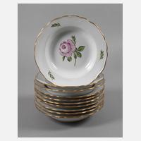 Meissen zehn Suppenteller "Rote Rose"111
