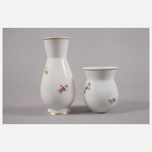 Meissen zwei Vasen Blumenmalerei