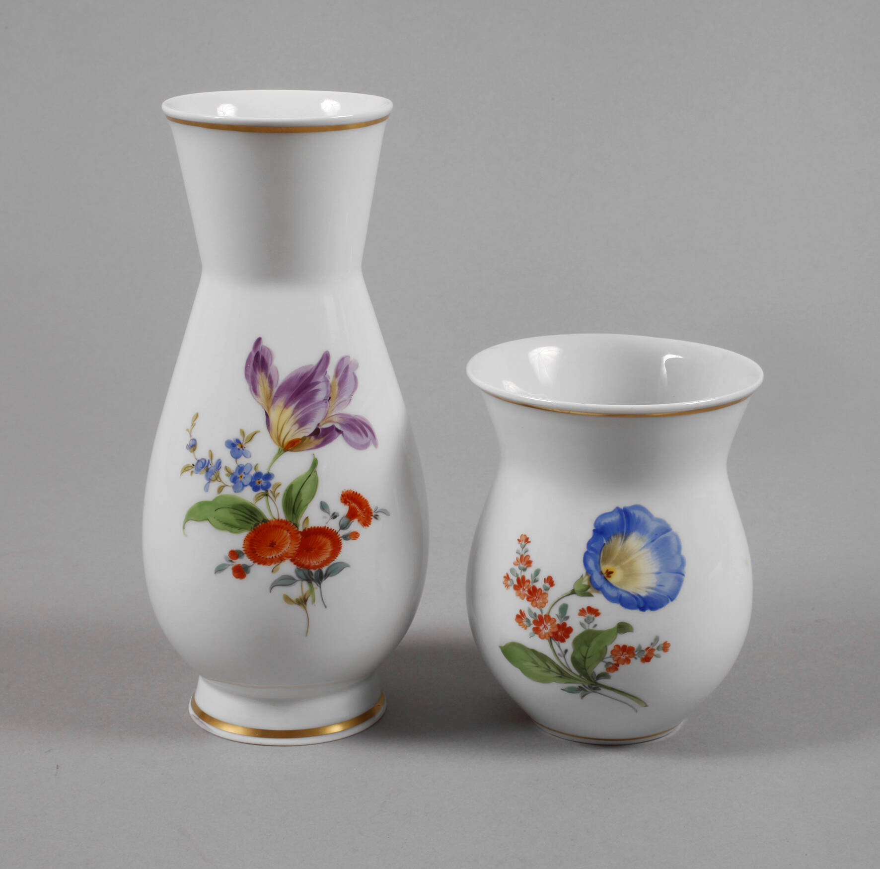 Meissen zwei Vasen Blumenmalerei