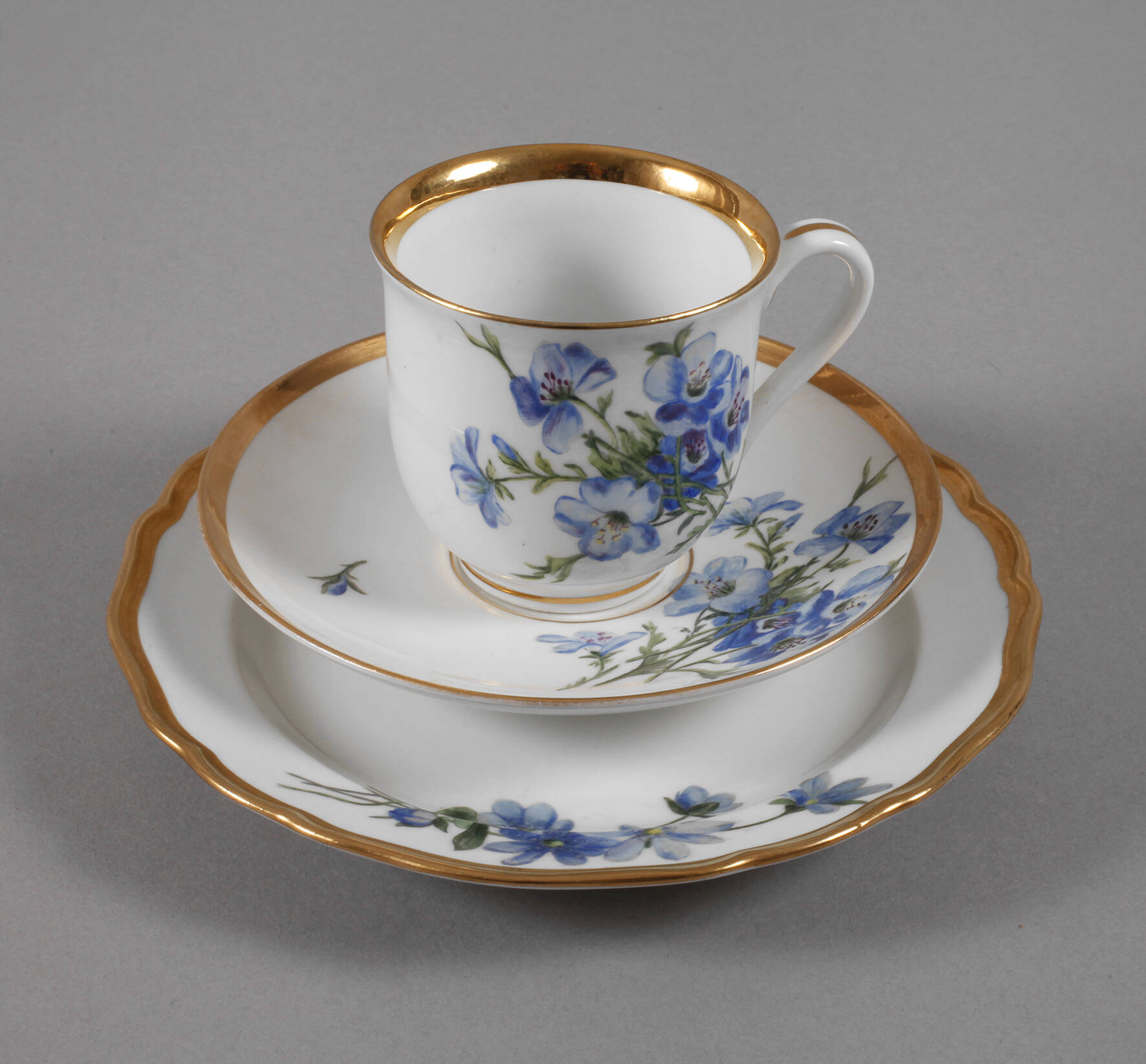 Meissen Gedeck naturalistische Blumenmalerei