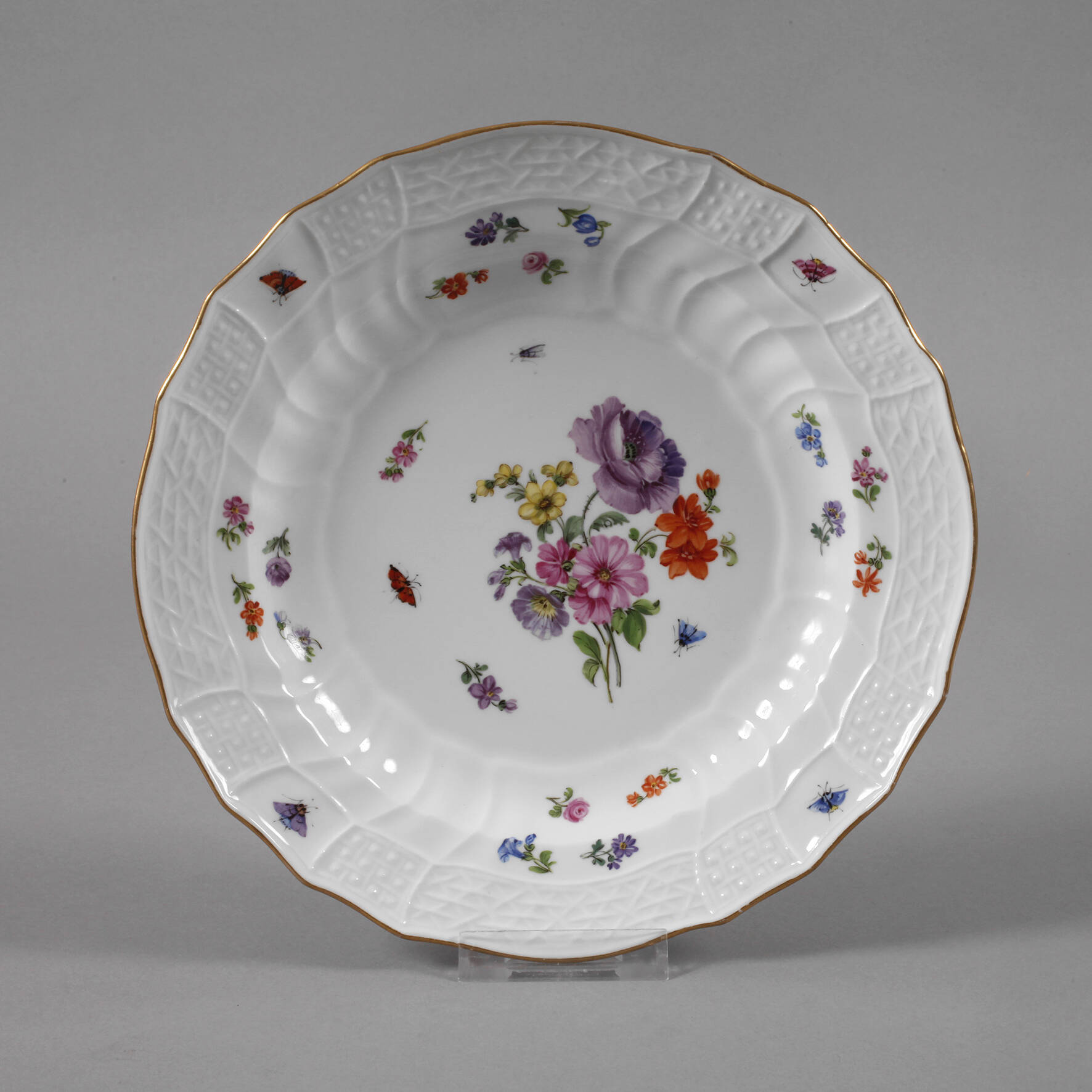 Meissen Suppenteller "Blumen und Insekten"