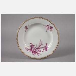 Meissen zwei Speiseteller "Blumenbukett purpur"