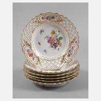 Meissen sechs Durchbruchteller "Blumen und Insekten"111