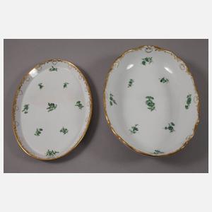 Meissen Rest-Teeservice kupfergrünes Streublümchendekor