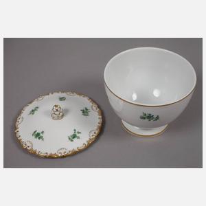 Meissen Rest-Teeservice kupfergrünes Streublümchendekor