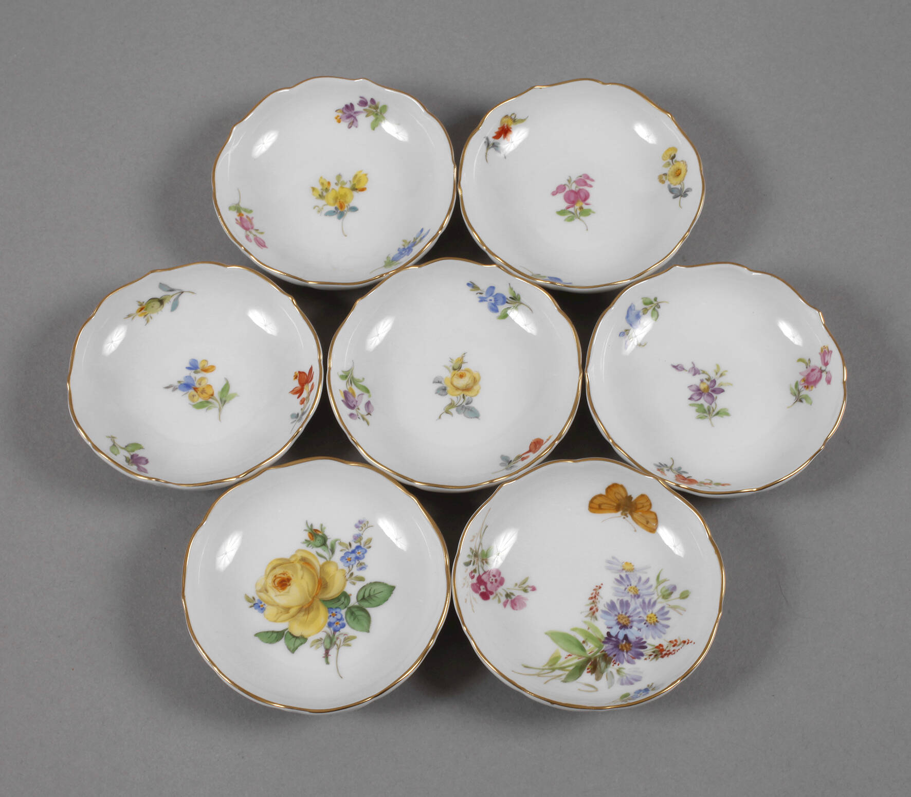 Meissen Konvolut Konfektschälchen Blumenmalerei