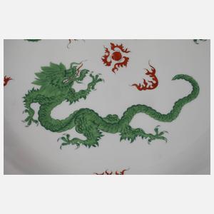 Meissen große Anbietplatte "Grüner Mingdrache"