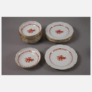 Meissen Rest-Kaffeeservice "Indische Malerei, rot"