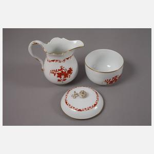 Meissen Rest-Kaffeeservice "Indische Malerei, rot"