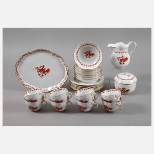 Meissen Rest-Kaffeeservice "Indische Malerei, rot"