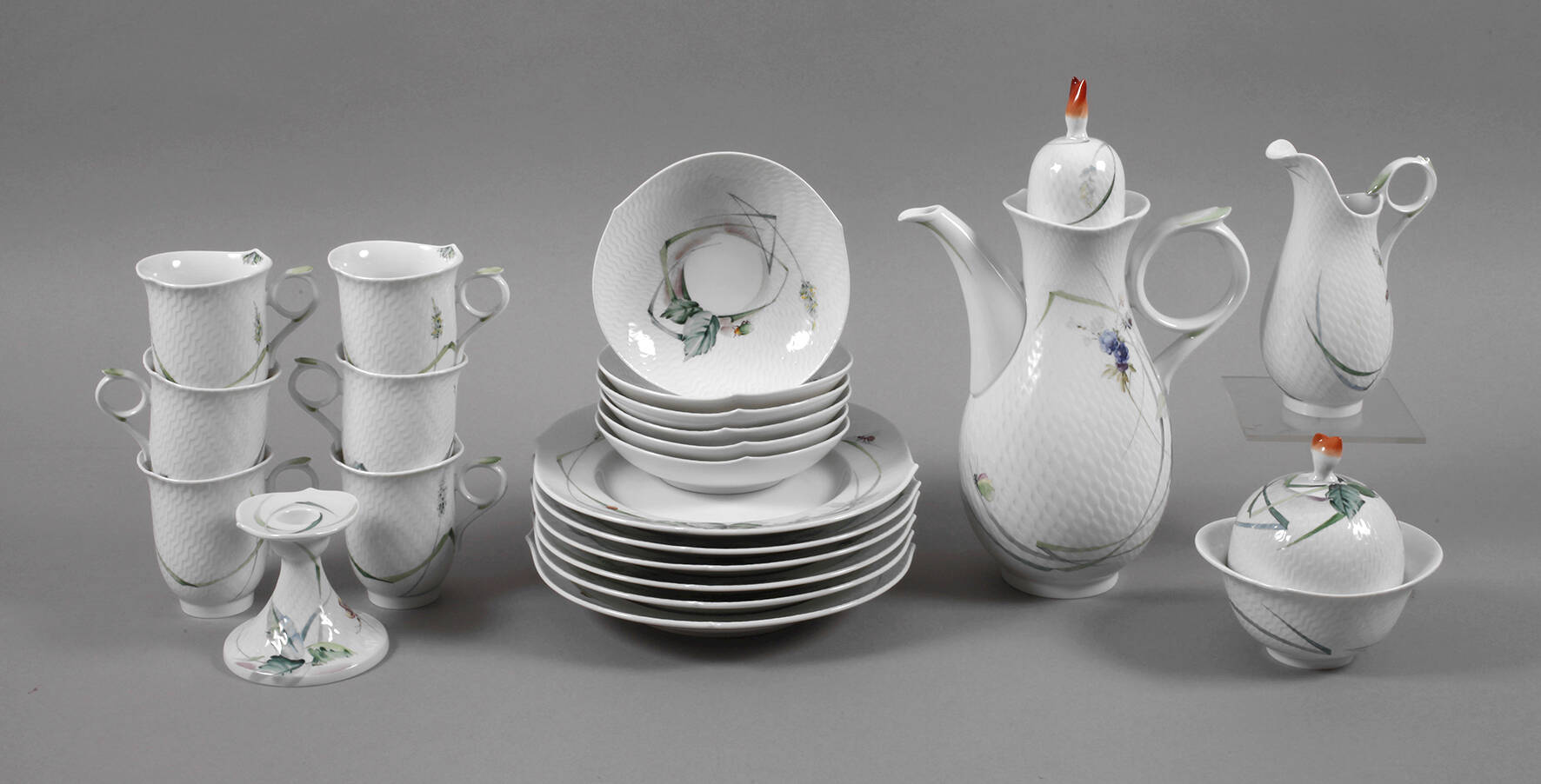 Meissen Frühstückservice "Waldflora mit Insekten"