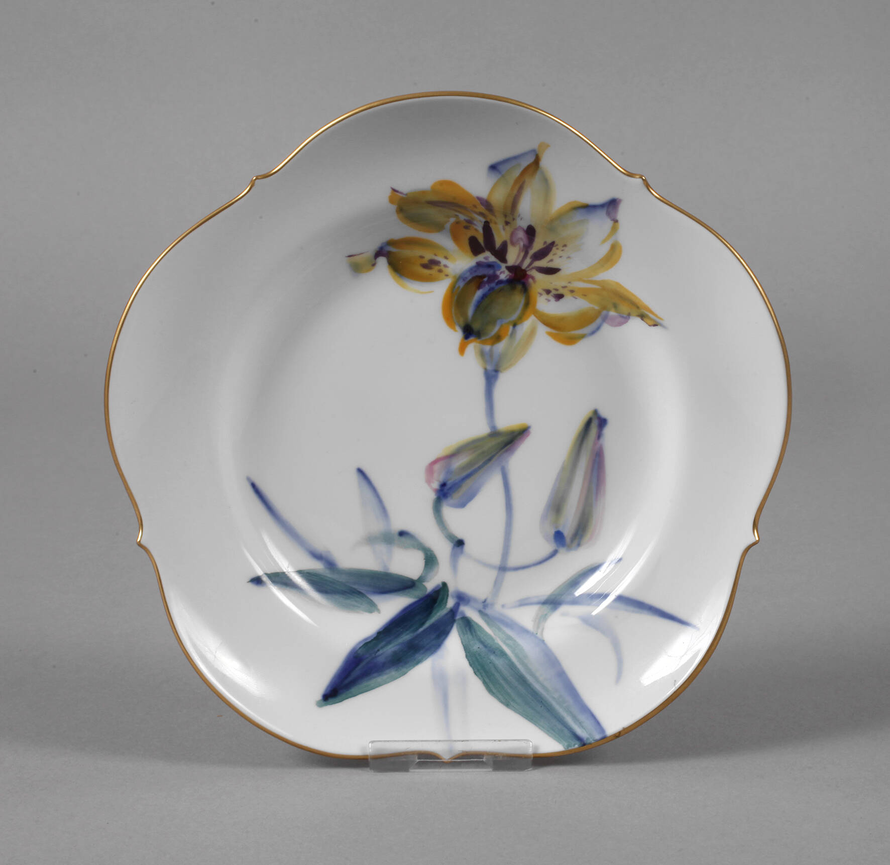 Meissen Beilagenteller "Blumenmalerei blau-bunt"