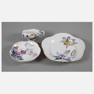 Meissen Teegedeck "Blumenmalerei blau-bunt"