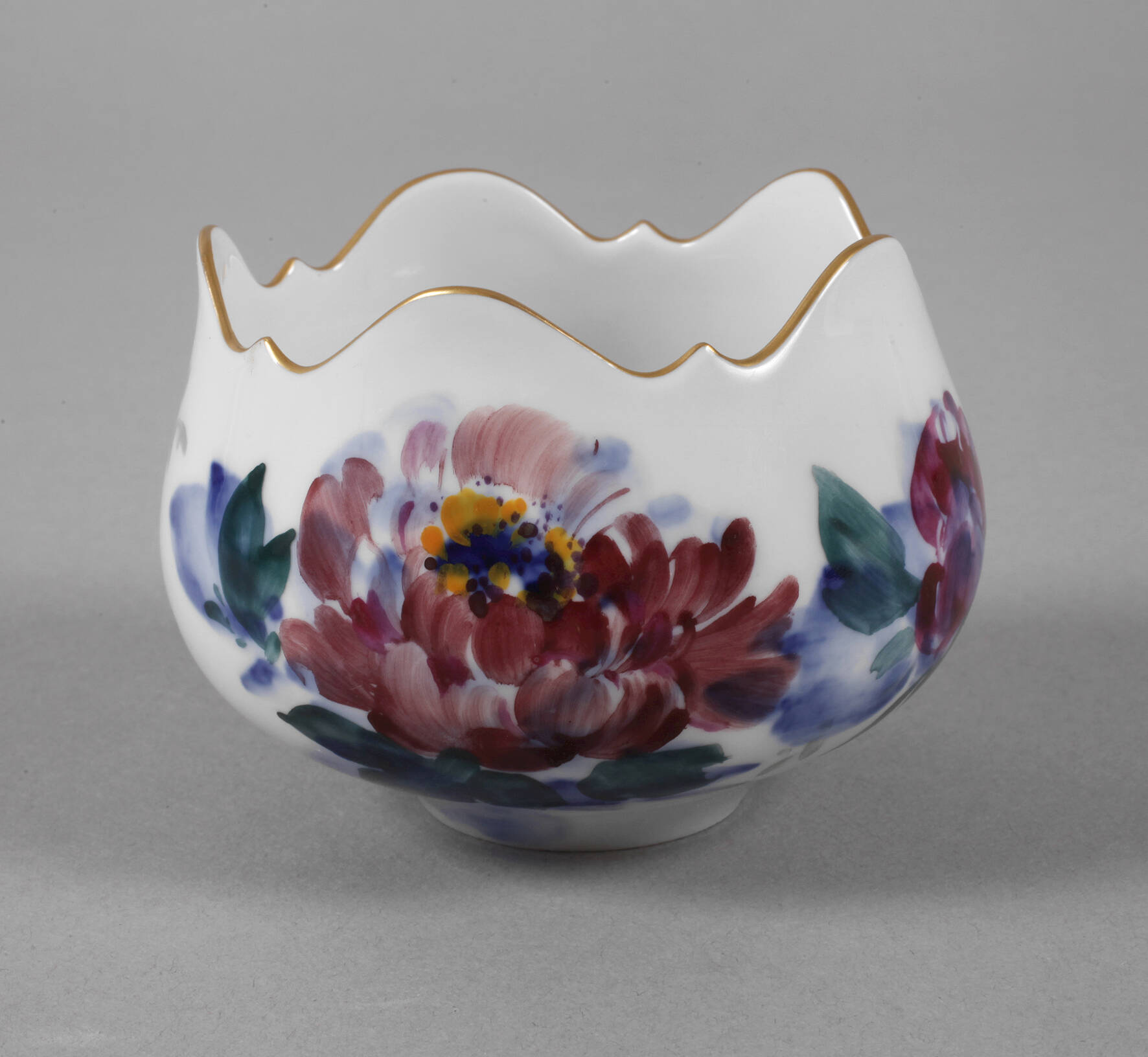 Meissen Zuckerschale "Blumenmalerei blau-bunt"