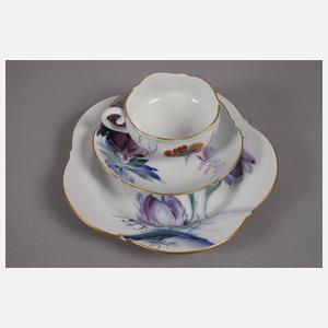 Meissen Teegedeck "Blumenmalerei blau-bunt"