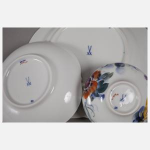 Meissen Teegedeck "Blumenmalerei blau-bunt"