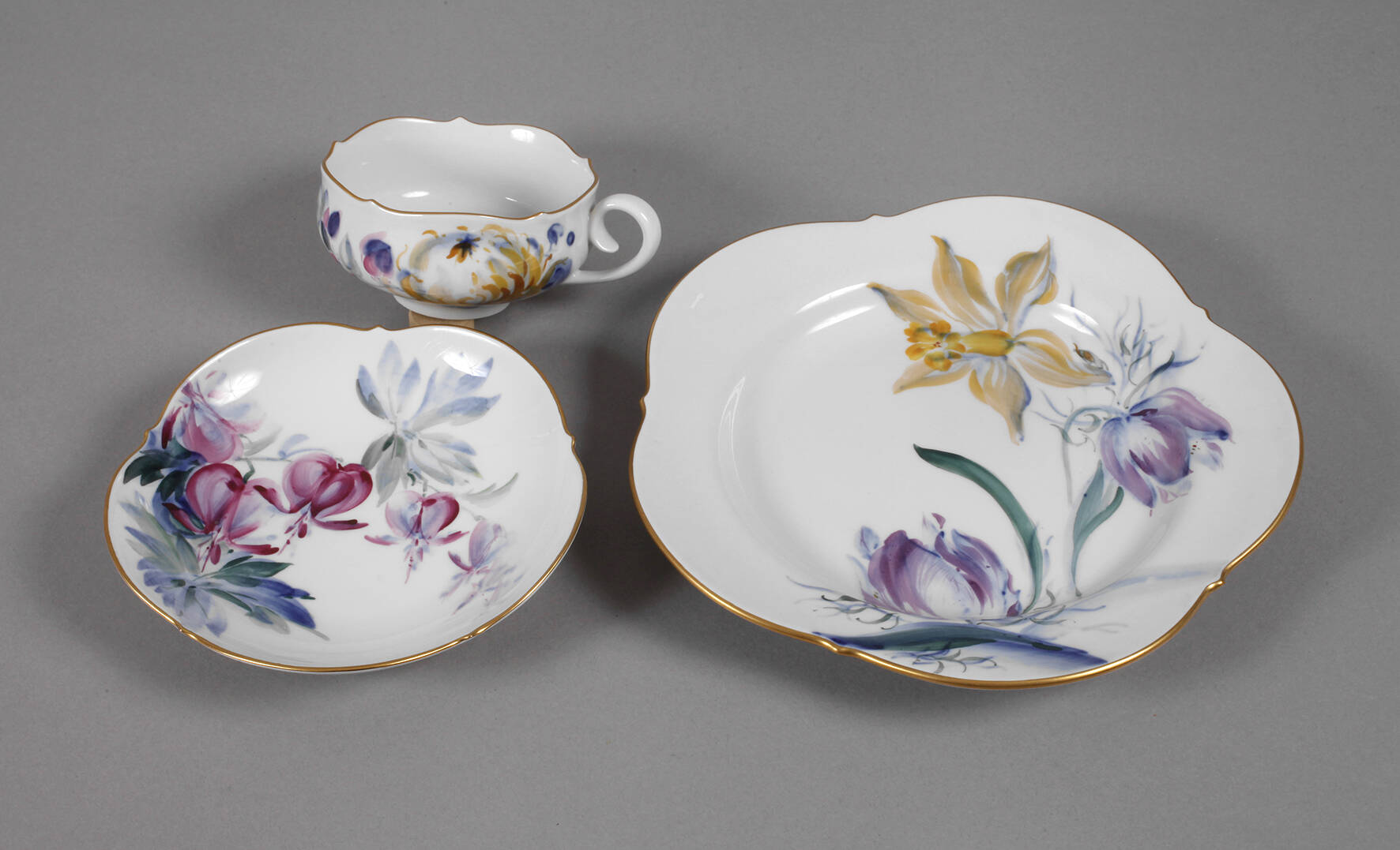 Meissen Teegedeck "Blumenmalerei blau-bunt"