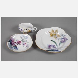 Meissen Teegedeck "Blumenmalerei blau-bunt"