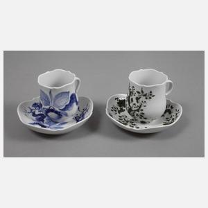 Meissen zwei Mokkatassen "Großer Ausschnitt"