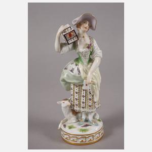 Meissen "Mädchen mit Lamm und Vogelbauer"