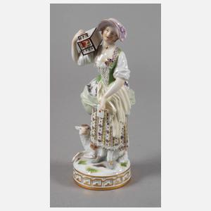 Meissen "Mädchen mit Lamm und Vogelbauer"