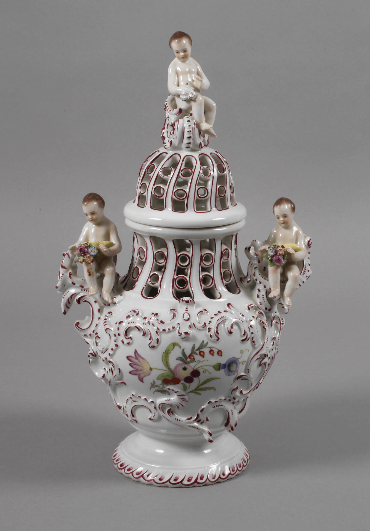 Volkstedt figürliche Potpourri-Deckelvase